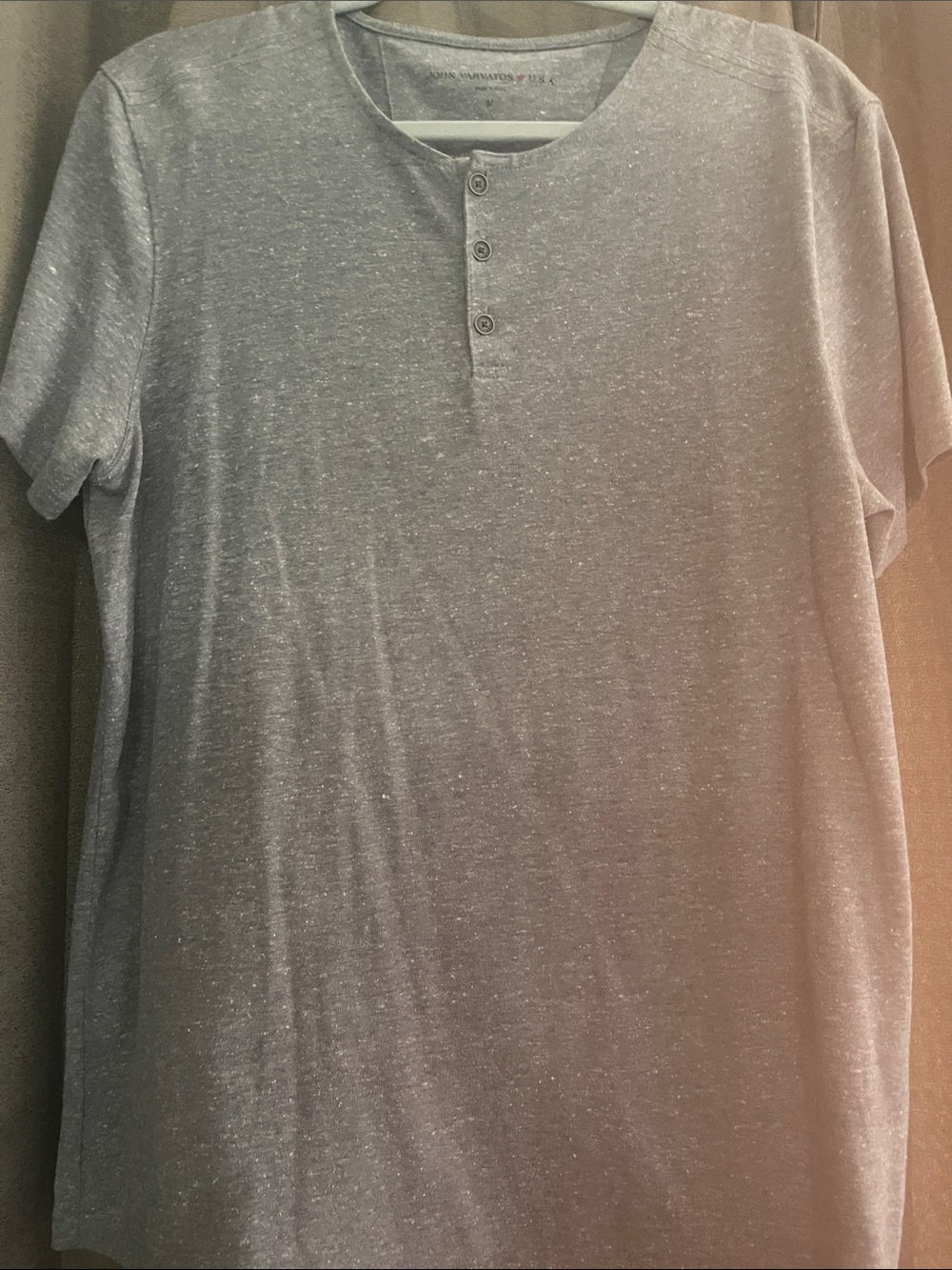 Men's John Varvatos Short Sleeve Henley Shirt - Gray
